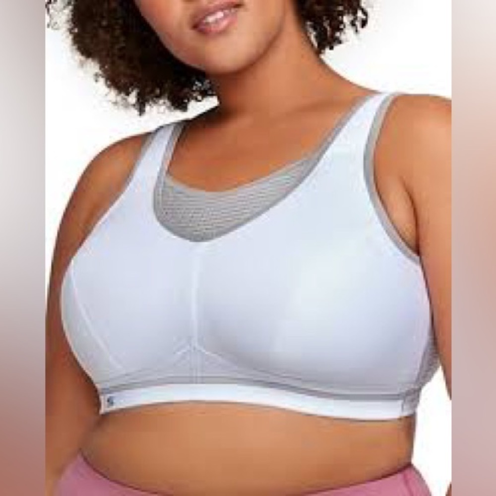 Glamorise Sport white and gray no bounce sports bra, US 42D.